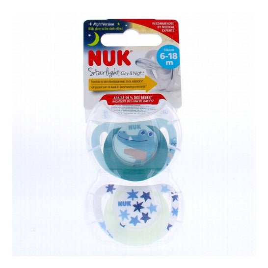 Nuk Starlight Day & Night Soothers 6-18 Months Crocodile 2 peças