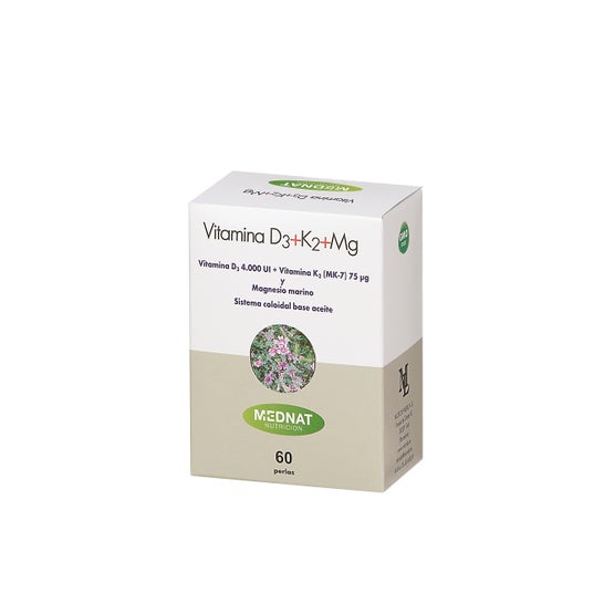 Mednat Vitamina D3+K2+Mg 60 Pérolas