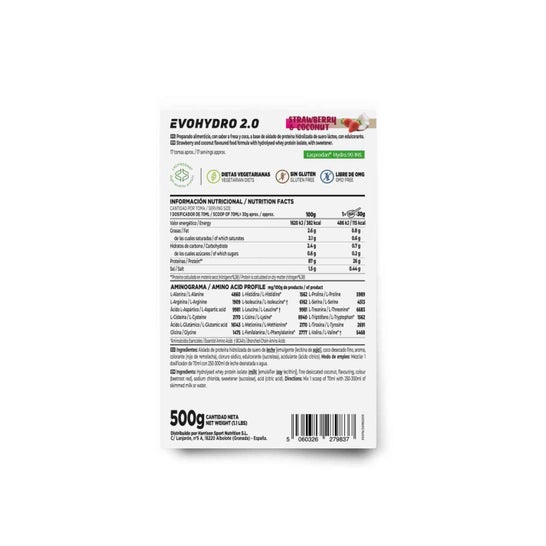 HSN Evohydro 2.0 Hydro Whey Fresa y Coco 500g