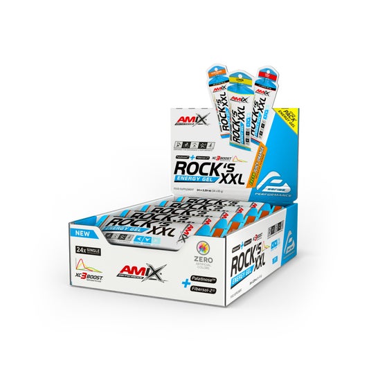 Amix Performance Rock's Gel XXL Con Cafeína Naranja 24x65g