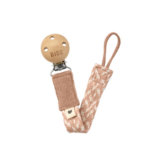 Bibs Braided Pacifier Holder Blush Ivory 1pc