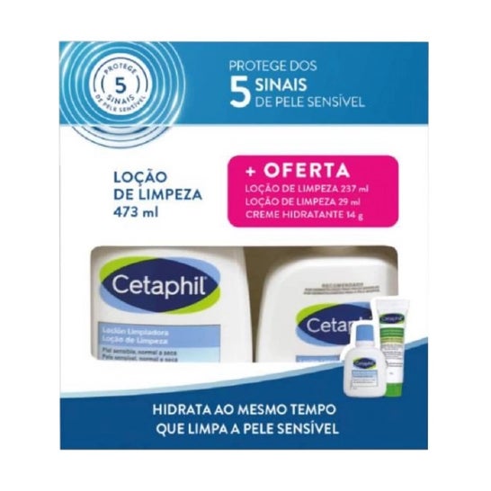 Cetaphil Pack Loção de Limpeza 473ml + 237ml + 29ml + Creme Hidratante 14g