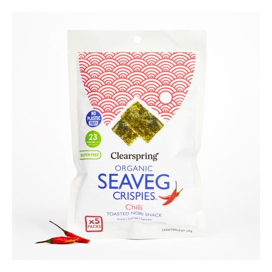 Clearspring Seaveg Crispies Snack de Alga Nori Chili Bio 20 g