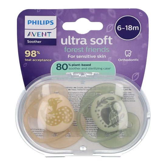 Philips Avent Chupetas Ultra Soft 6-18 M Base Vegetal 2 unid.