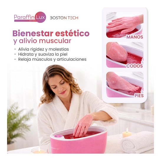Boston Tech ParaffinLux Banho de Parafina para Mãos 5 Litros Com Cera Rosa