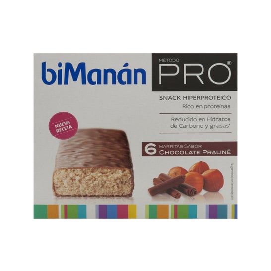 Barras biManán ™ Pro chocolate praline 6 bars