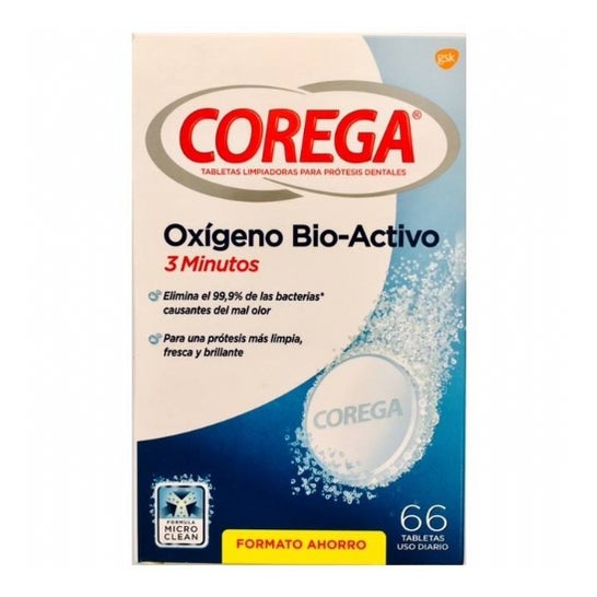 Corega® Bio-Active Oxygen 66 comprimidos efervescentes