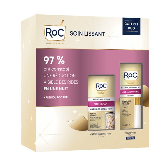 RoC Coffret Cuidado Facial Alisador Caps Soro Noite + Olhos