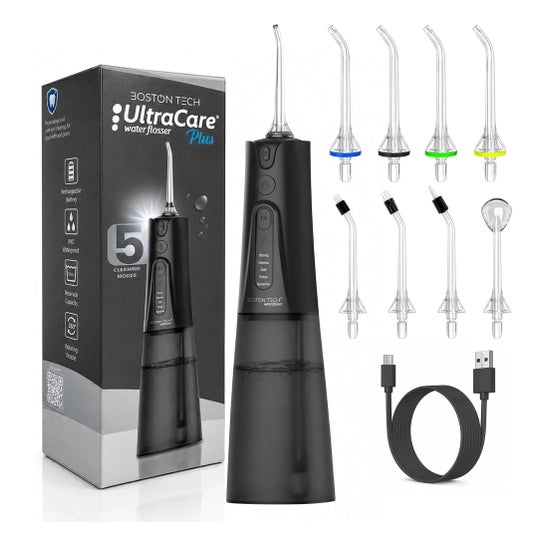 Irrigador Dental Portátil Aquapik UltraCare Plus 8 Pontas 5 Modos 300 ml (Negrol)