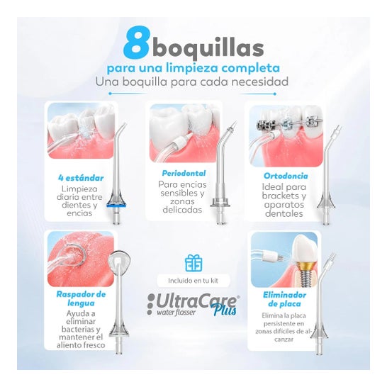 Irrigador Dental Portátil Aquapik UltraCare Plus 8 Pontas 5 Modos 300 ml (Negrol)