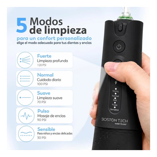 Irrigador Dental Portátil Aquapik UltraCare Plus 8 Pontas 5 Modos 300 ml (Negrol)