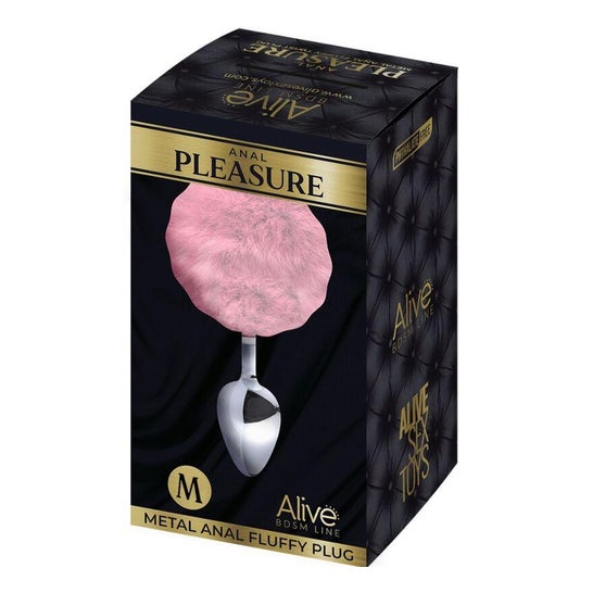 Alive Anal Pleasure Plug Liso Metal Pompom Rosa TM 1 Unidade