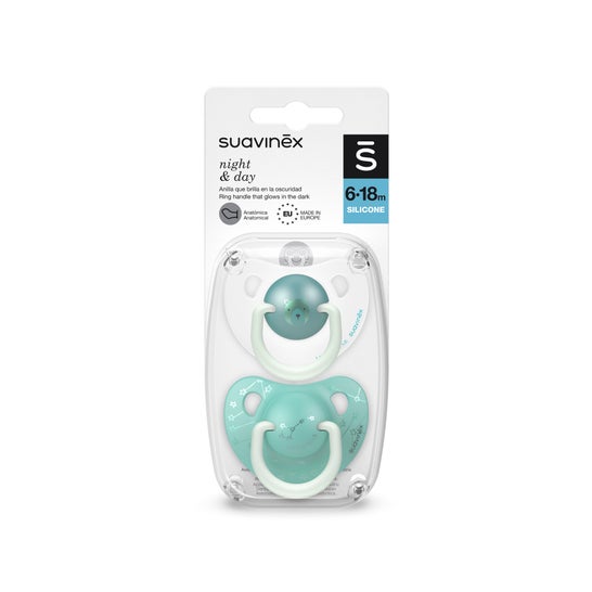 Suavinex Silicone T-Soother Anatomical Night 6-18 M 2 U