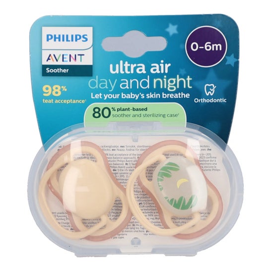 Philips Avent Ultra Air Chupeta Verde Claro Laranja Claro 2 unid.