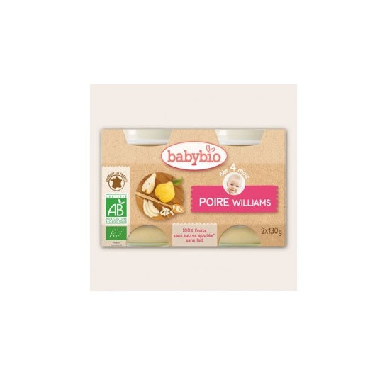 Babybio Organic Pear Jars em 4 meses 2x130g
