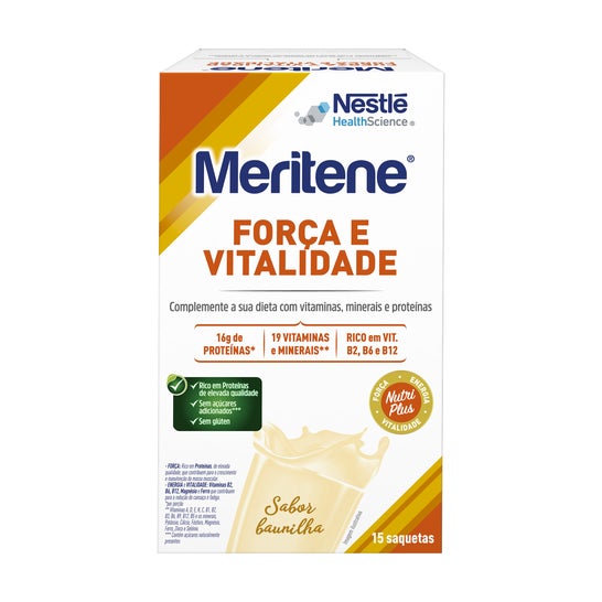 Meritene® força e vitalidade agita o sabor de baunilha 15 sachês
