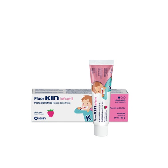 Creme Dental Infantil Fluor-Kin Morango 50ml