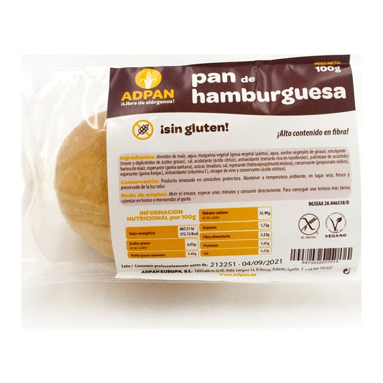 Pão de Hambúrguer Adpan S/G S/L S/L S/H 100g