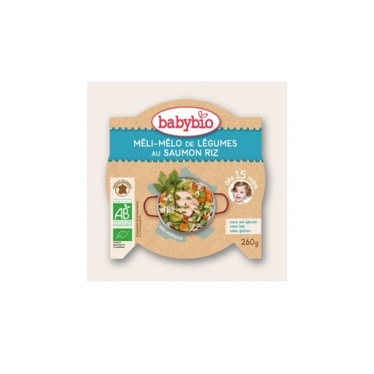 Babybio Organic Mini Dish Mli Mlo de Legumes com Arroz de Salmão em 15 meses 260g