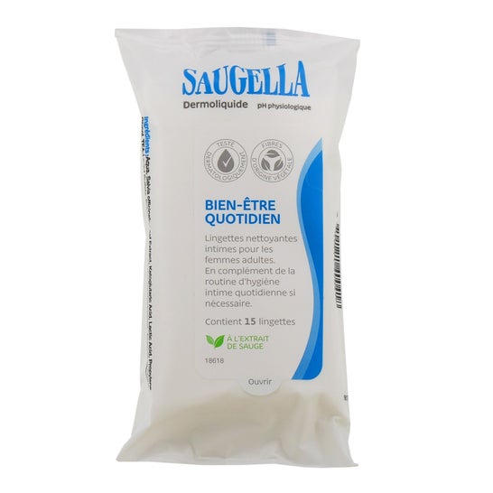 Saugella Bem-Estar Diário Toalhetes de Limpeza 15 Unidades