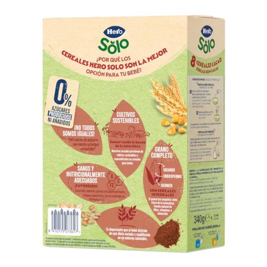 Hero Baby 8 Cereales Papilla Cacao 340g Hero Baby 8 Cereales Papilla Cacao 340g