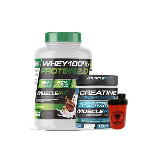 MuscleFit Pack Whey 100% Protein Chocokit + Creatina 300g + Shaker