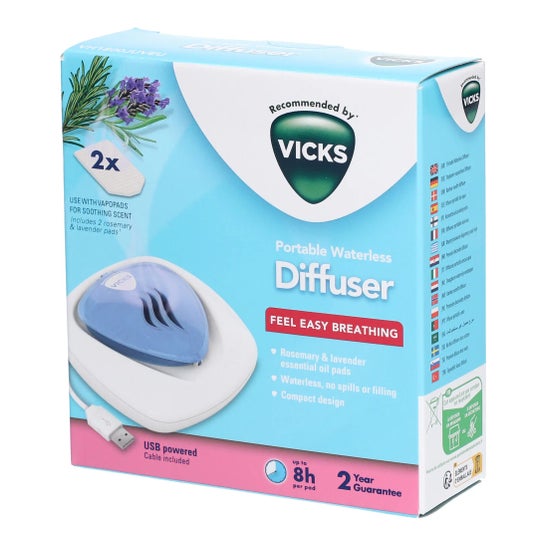 Vicks Difusor USB Essência Lavanda e Alecrim + 2 Almofadas