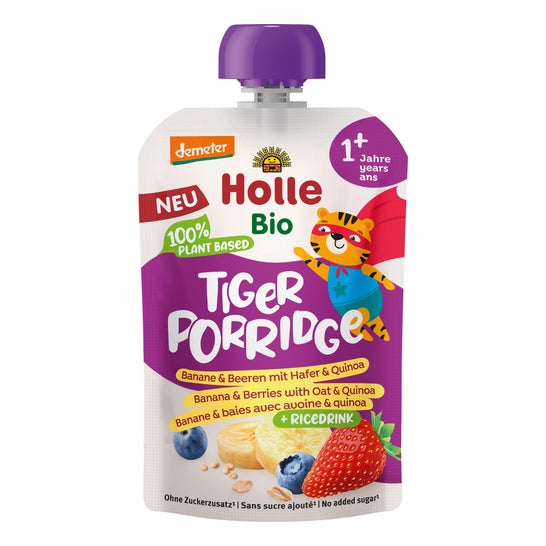 Holle Bio Tiger Porridge Banana Mirtilo  Arroz Aveia Quinoa 110g