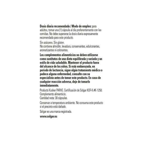 Solgar L-Glutathione Reduzido 50 mg 30caps