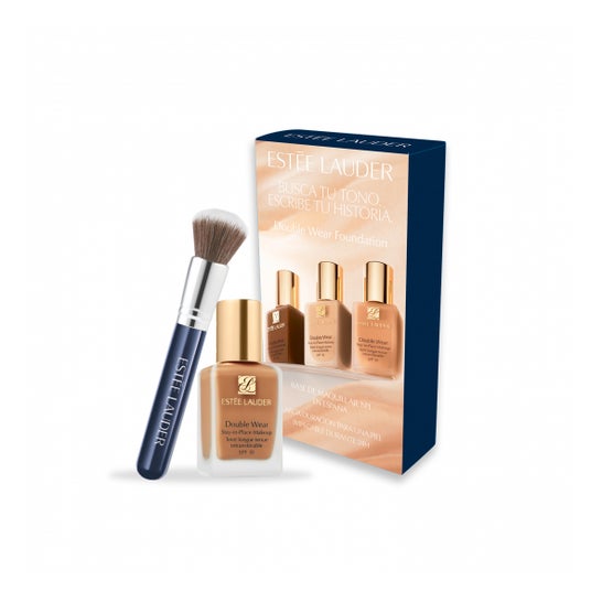 Estee Lauder Pack Double Wear Makeup Ivory Beige + Brush