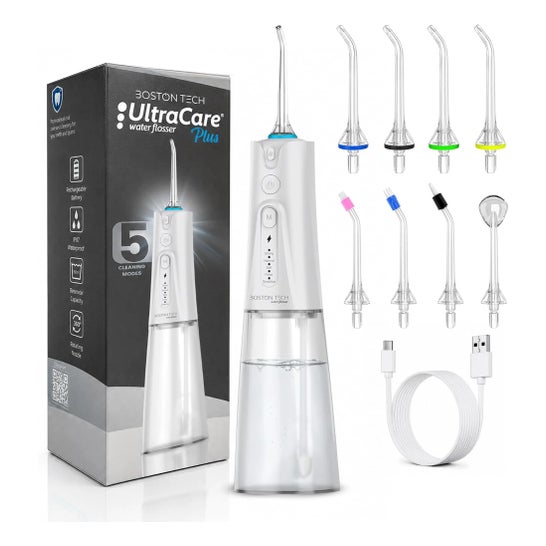 Irrigador Dental Portátil Aquapik UltraCare Plus 8 Pontas 5 Modos 300 ml (Branco)