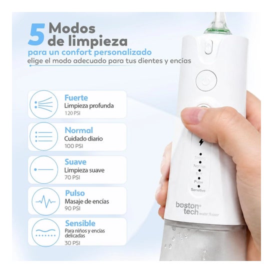 Irrigador Dental Portátil Aquapik UltraCare Plus 8 Pontas 5 Modos 300 ml (Branco)