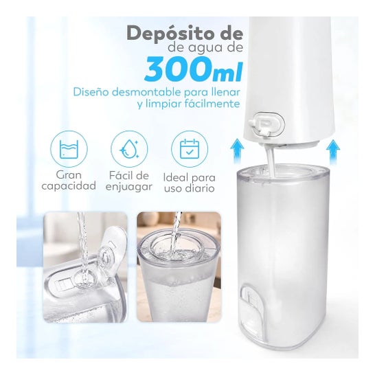 Irrigador Dental Portátil Aquapik UltraCare Plus 8 Pontas 5 Modos 300 ml (Branco)