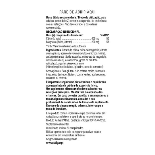 Solgar Cálcio Magnésio Cit 50c