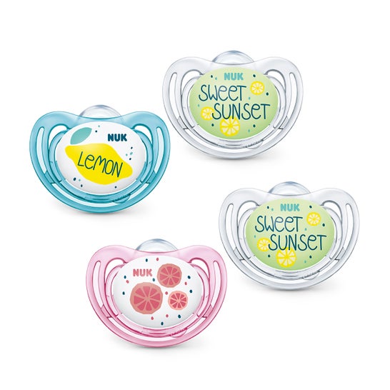 Nuk Silicone Pacifier Fruits Day&Night 6-18 Months 2 unidades