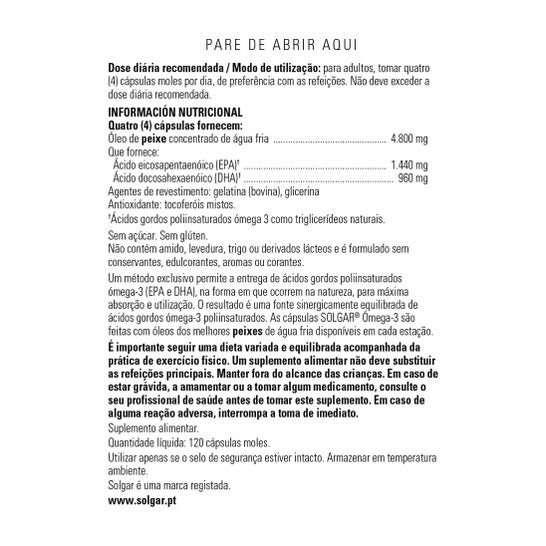Solgar Omega 3 Alta Concentração 120 Cápsulas