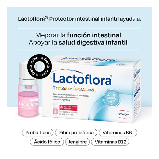 Lactoflora Probiótico Intestinal Protector para Crianças Sabor Morango 10 frascos dose única