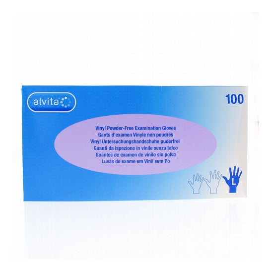 Alvita Guantes Examen Vinilo Sin Polvo Talla S 100uds