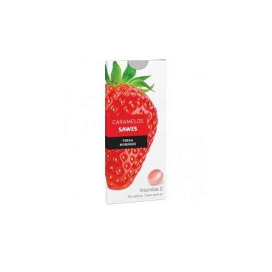 Sawes Doces balsâmicos de sabor morango sem açúcar e com vitamina C numa embalagem blister 22g