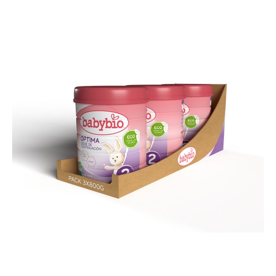 BabyBio Óptima 2 Leche de Continuación 3x800g