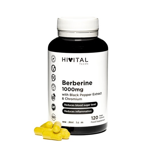 Berberine 1000mg 120 cápsulas vegetais Hivital Foods
