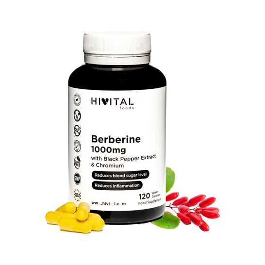 Berberine 1000mg 120 cápsulas vegetais Hivital Foods