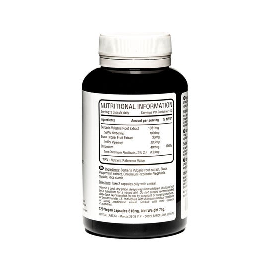Berberine 1000mg 120 cápsulas vegetais Hivital Foods