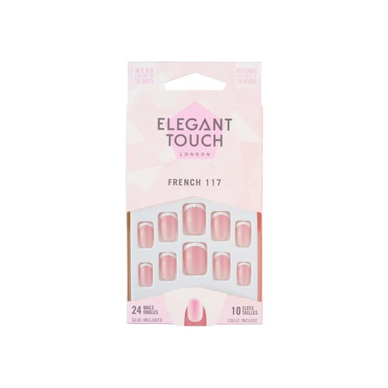 Elegant Touch French False Nails 117 Squoval Pink 24 Unidades