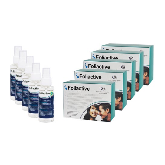 Foliactive Pills 5x60caps + Foliactive Spray Antiqueda 5x100ml