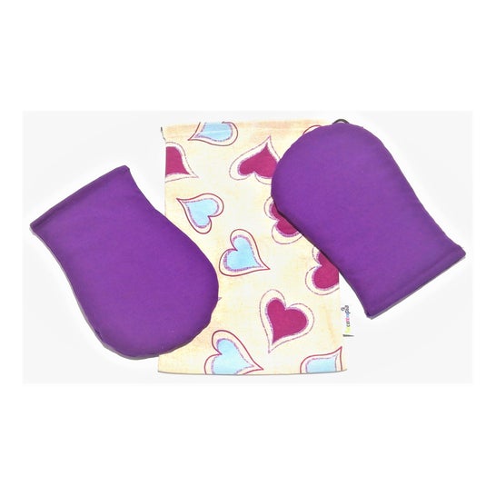 Sacoterapia Sack Mittens Mittens Corações Roxo 1pc