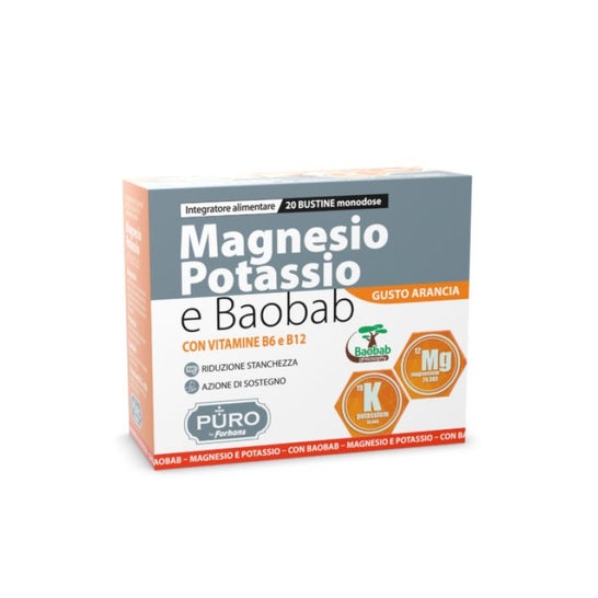 Puro Magnesio Potasio y Baobab Sabor Naranja 20 Sobres