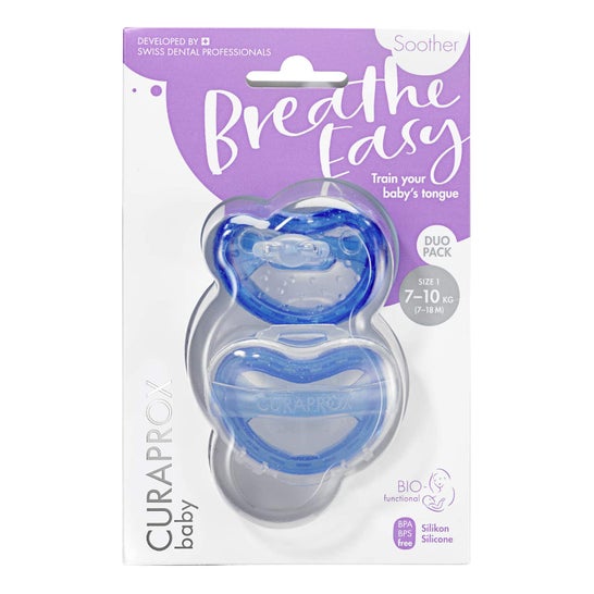 Curaprox Baby Breath Easy Chupete Talla 2 Azul Duo 2uds