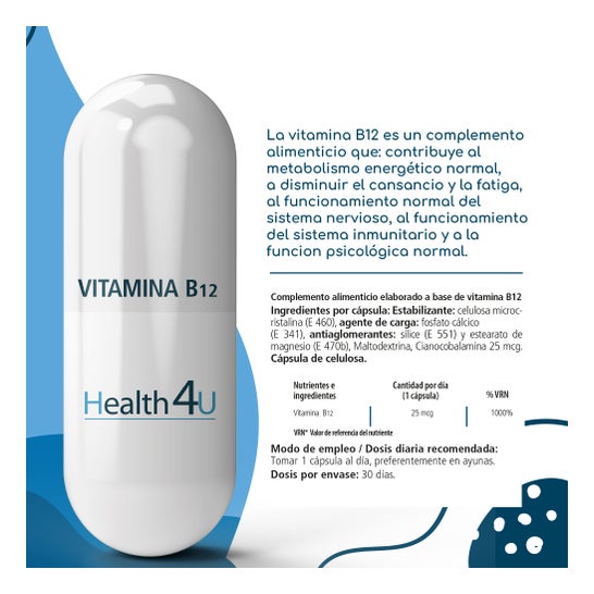 H4U Vitamina B12 30 Cápsulas de 500mg