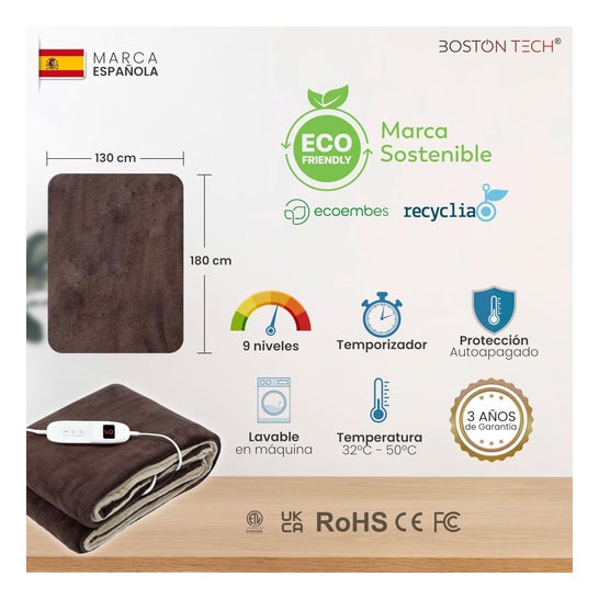 Boston Tech Manta Elétrica Dupla Comfortmax 180 x 130 cm